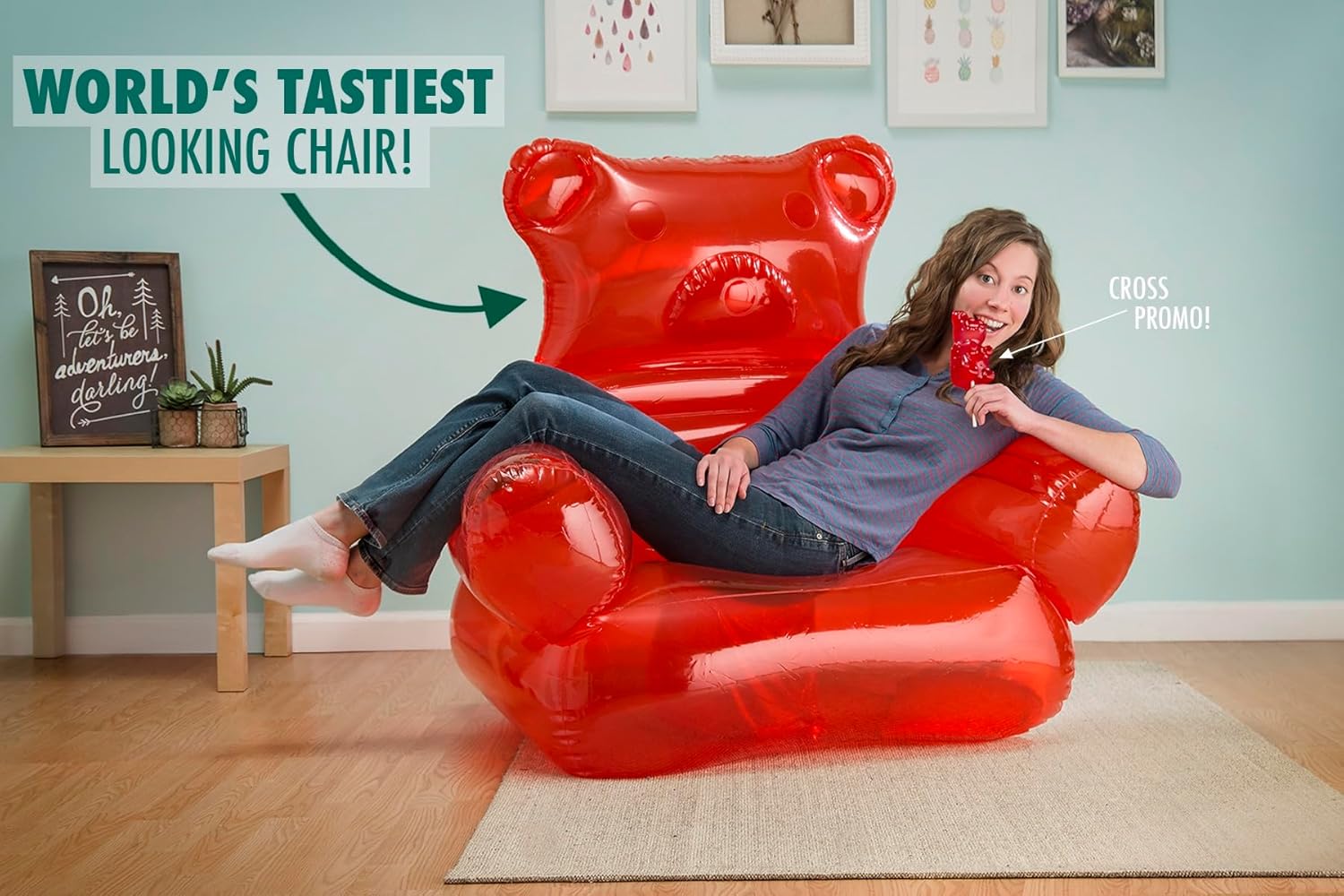 VAT19 The Gummy Bear Inflatable Chair, PVC, Red, Eclectic Style for Relaxing, Decor, Gaming