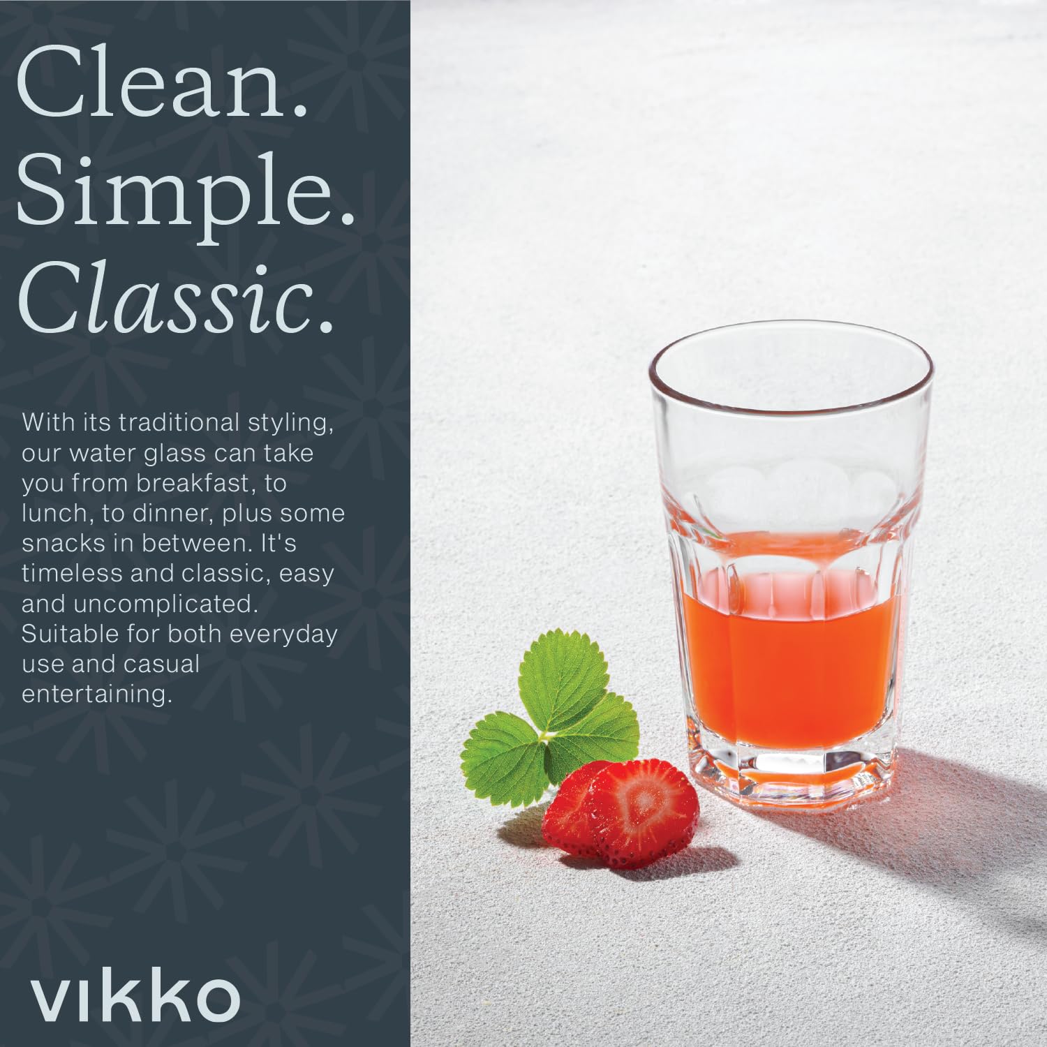 Vikko Vasos para beber, vasos de vidrio de 326.0 g, vasos duraderos para beber, juego de 12, vasos de agua apilables, vasos altos y vasos de agua, vasos de base pesada y vasos de agua, vasos aptos