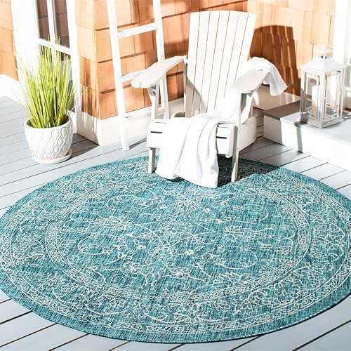 Vista 24 de SAFAVIEH Courtyard Collection - Alfombra decorativa, 2 pies 3 pulgadas x 5 pies, turquesa, no desprende pelusa y de fácil cuidado, para interiores
