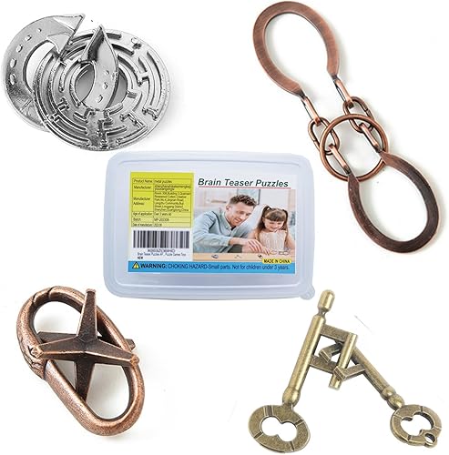 Miniatura 6 de Rompecabezas de 5 piezas, rompecabezas de metal fundido, juguetes para niños y adultos, prueba de coeficiente intelectual, caja educativa para