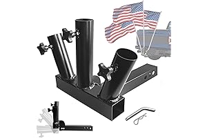 Tow Hitch Flag Holder with Three Heads: Universal Pick Up Flagpole