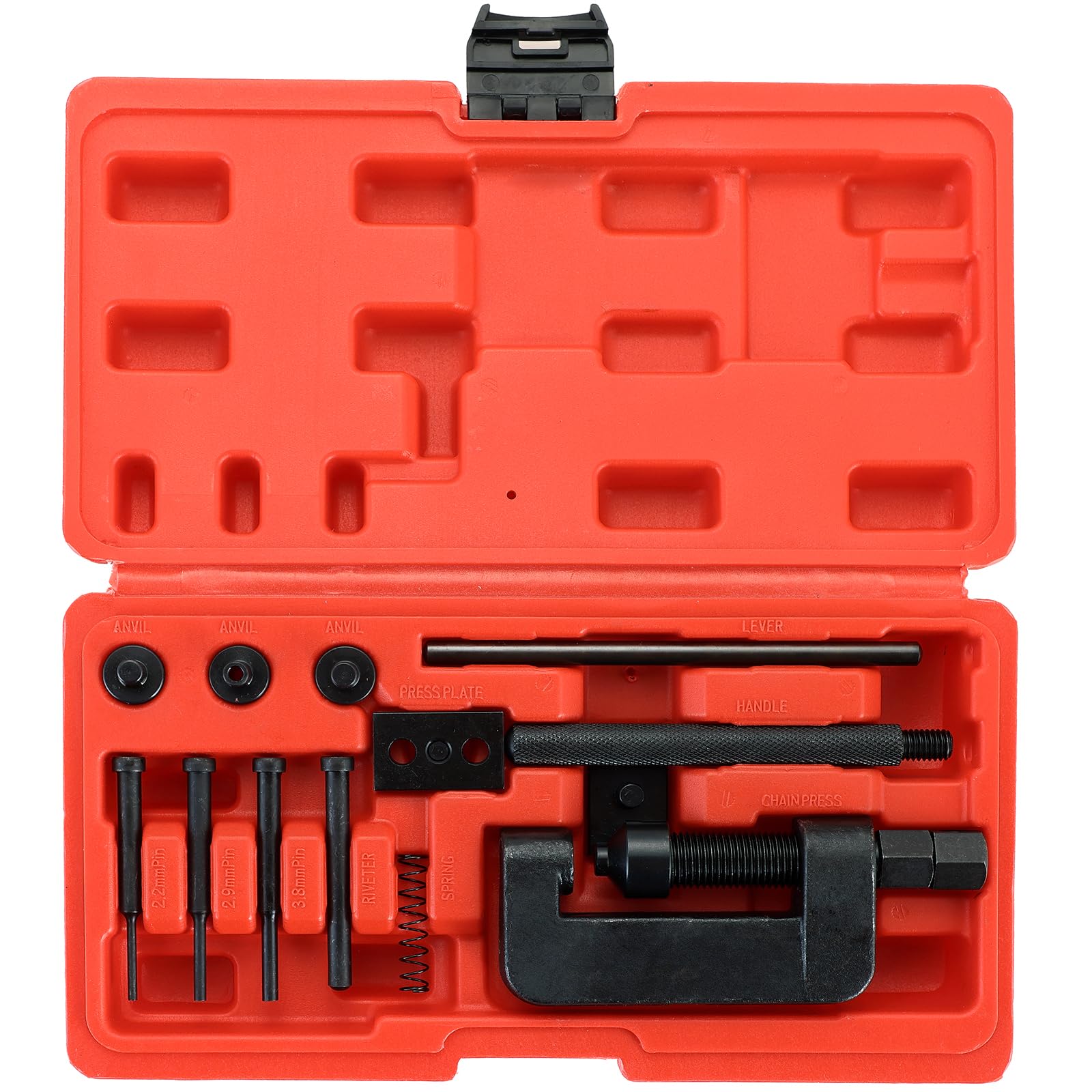 NYXOVA 13PCS Chain Breaker Tool Kit, Motorcycle Chain Breaker Set, Chain Removal Tool Chain Cutter and Riveter Kit with Carrying Case for ATV, Bicycle, and Motorcycle for Easy Chain Maintenance