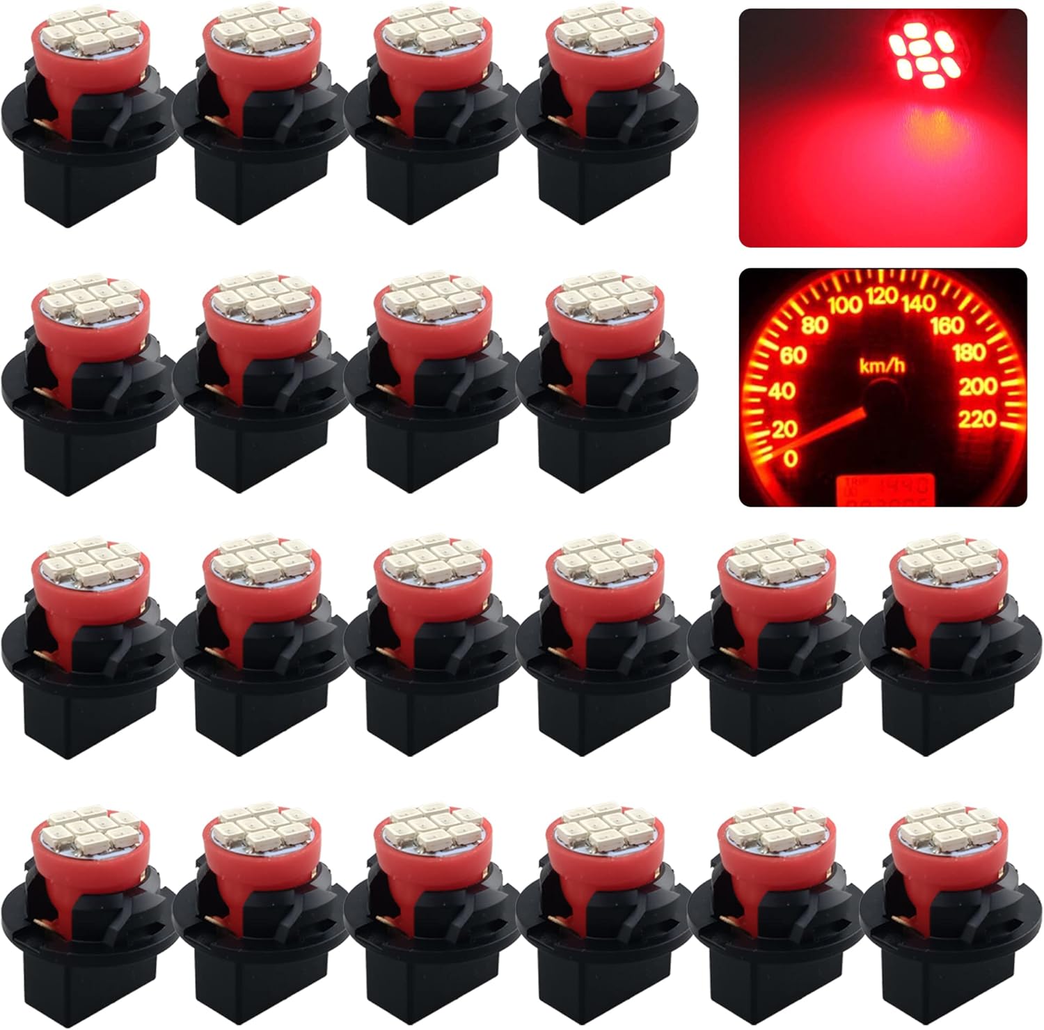 GLOFE T10 194 168 Red LED Dash Instrument Lights Bulbs with T10 Twist Lock Socket