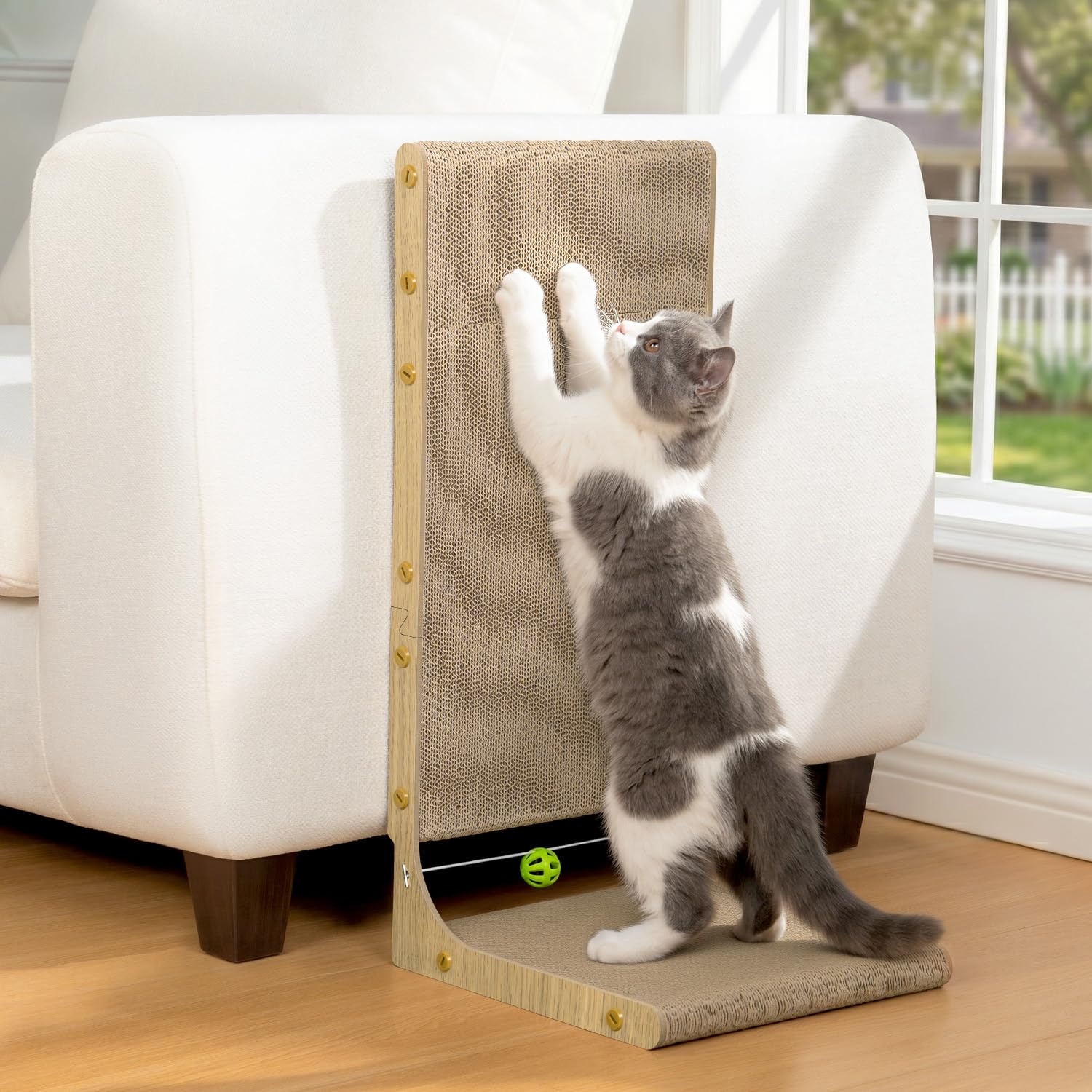 Conlun L-Shaped Cardboard Cat Scratcher for Indoor Cats,55cm