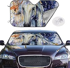 Fu Qi Rui Shang Mao Watercolor Horse Car Windshield Sun Shade Universal Fit Car Window Shade Keeps Vehicle Cool UV Ray Protector Easy to Use - coolthings.us