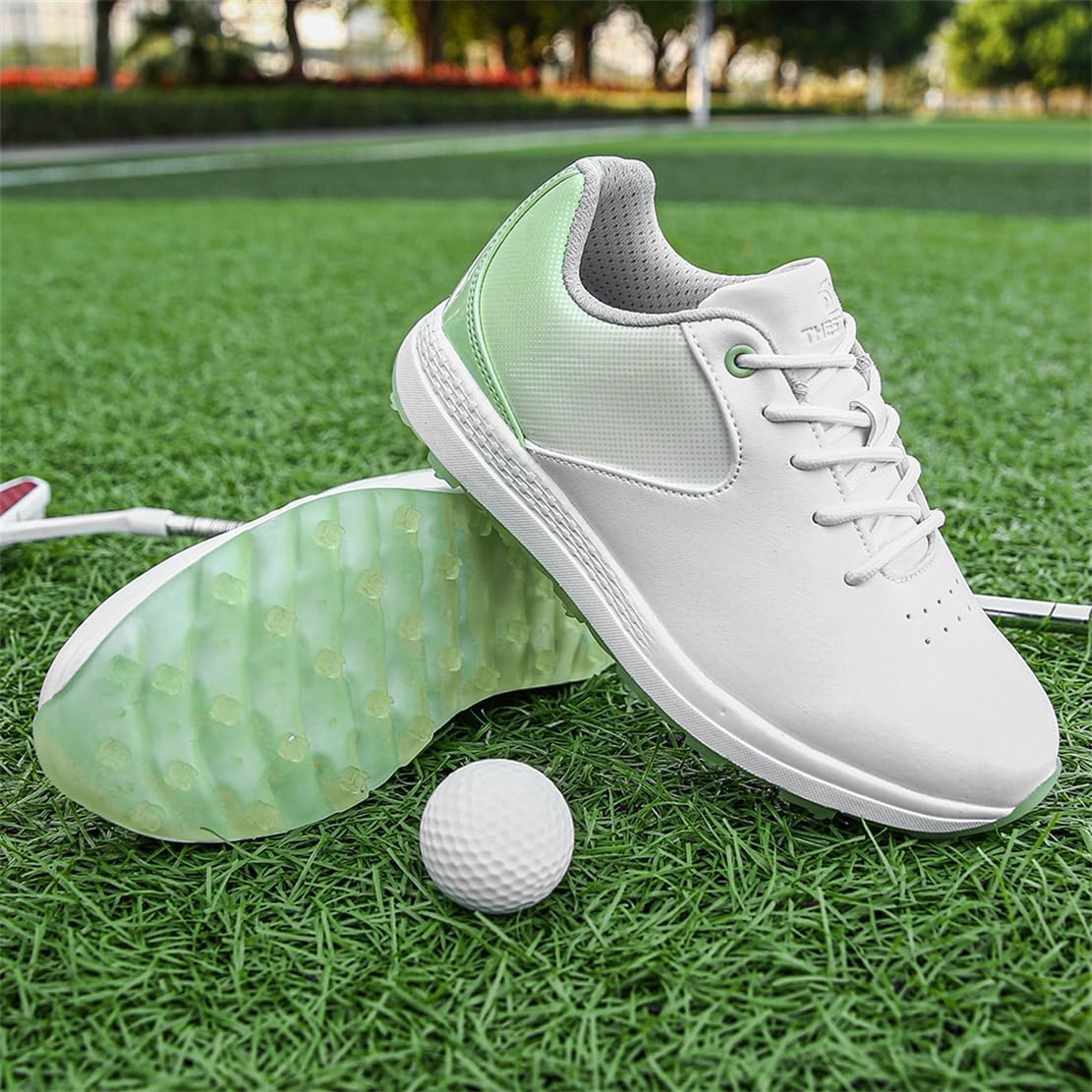 DAMANDO Women's Golf Shoes, Spikeless Golf Trainers Waterproof Breathable Golf Sneakers Lace Up Golfing Sports Shoes