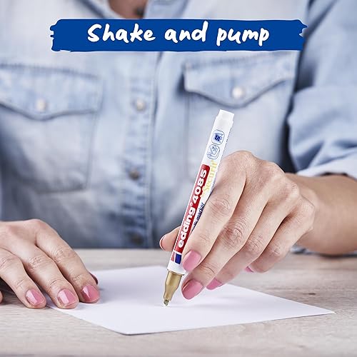 Miniatura 2 de edding 4085 - Marcador de tiza - dorado, plateado - 2 bolígrafos de tiza - punta redonda de 0.039-0.079 in - bolígrafo de punta fina para pizarras,