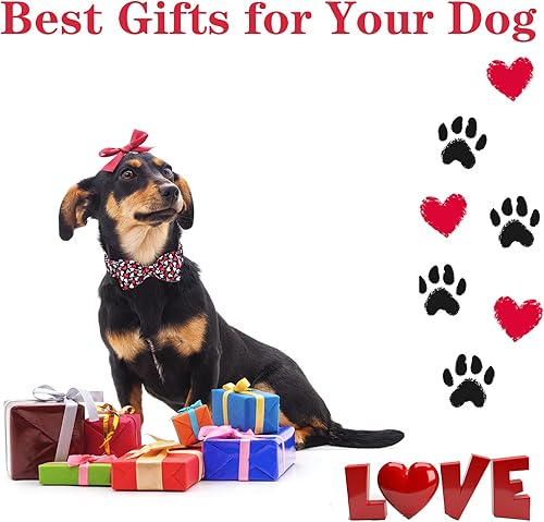 Miniatura 5 de Unique style paws Collar de perro para el día de San Valentín con corbatín de lazo negro y rojo corazón para cachorro el mejor regalo de estilo