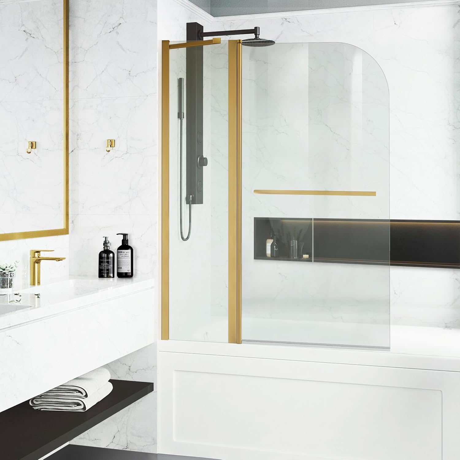 Bathroom Shower Glass Door, Tub Shower Glass Door 43”*58” Screen Panel ...