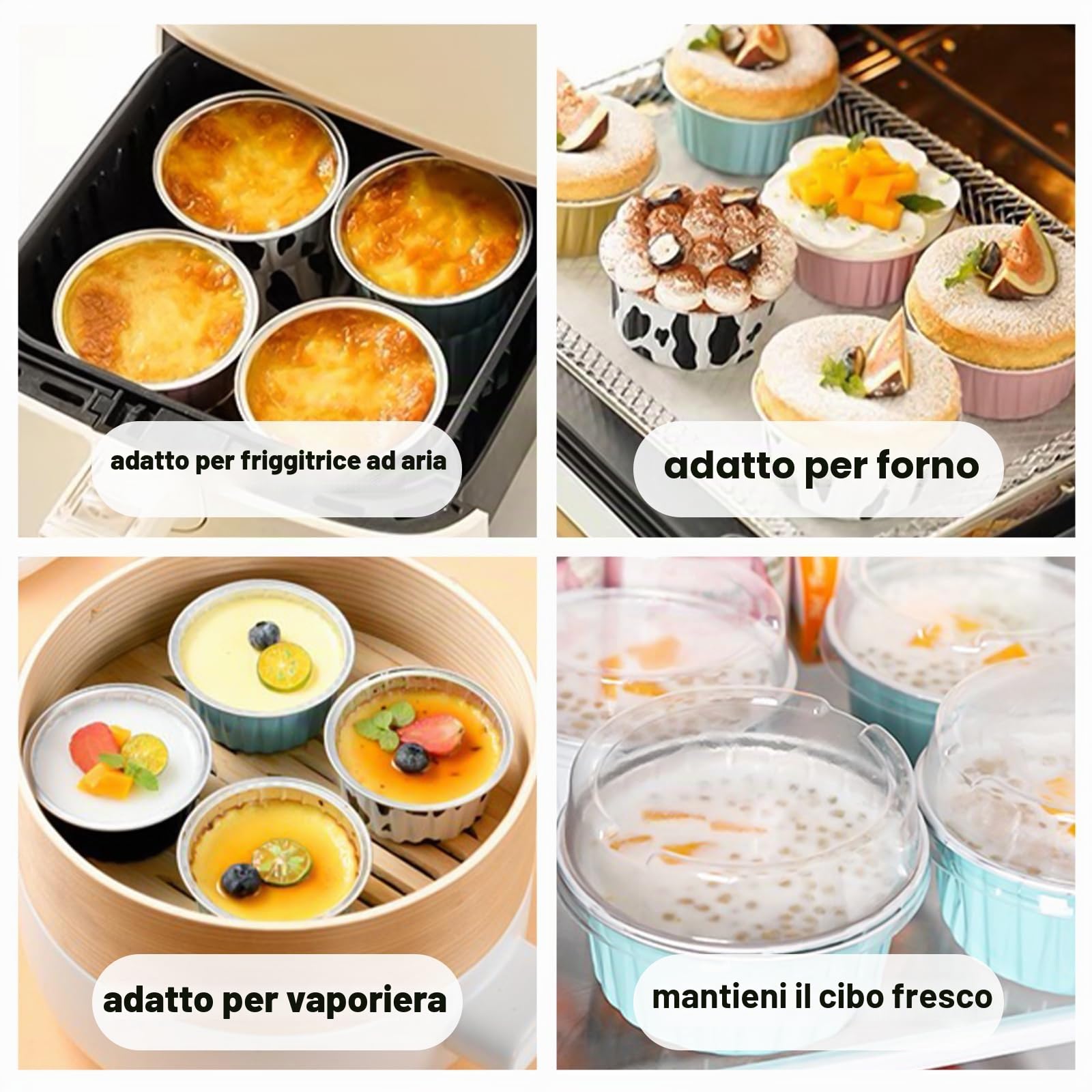RETON 100 pirottini in alluminio con coperchio, 141,7 g, per cupcake, muffin, feste, compleanni, matrimoni, San Valentino (5 colori), RT-DGH-001