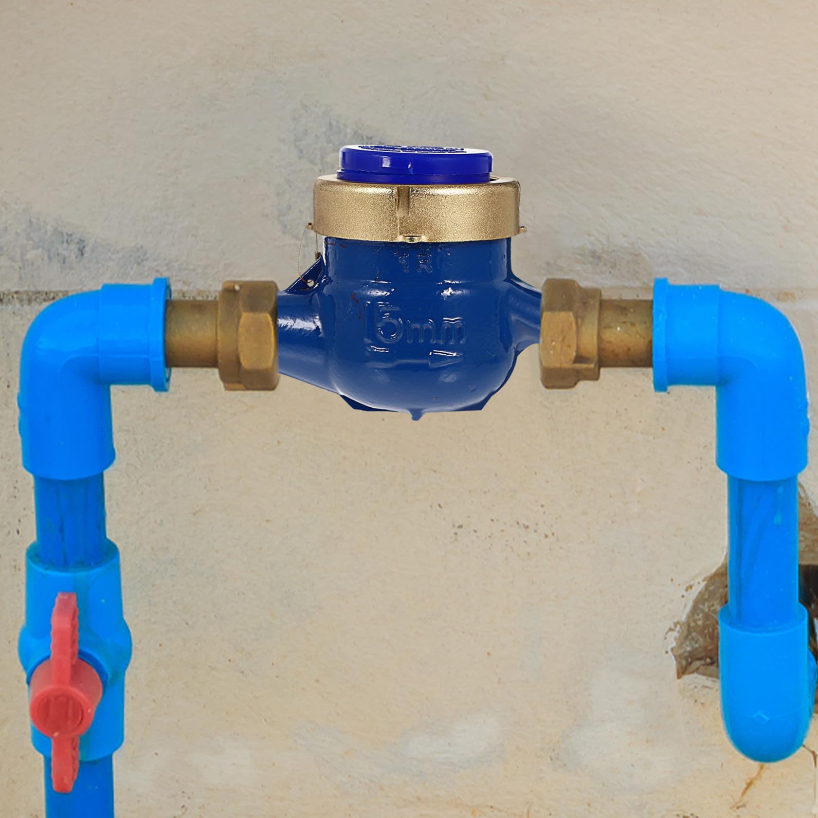 VILLCASE Medidor de Agua Dn15 de Metal Resistente Corrosión Cubierta Protectora, Fácil de Instalar para Medición Precisa en Hogares y Jardines Estilo Aleatorio