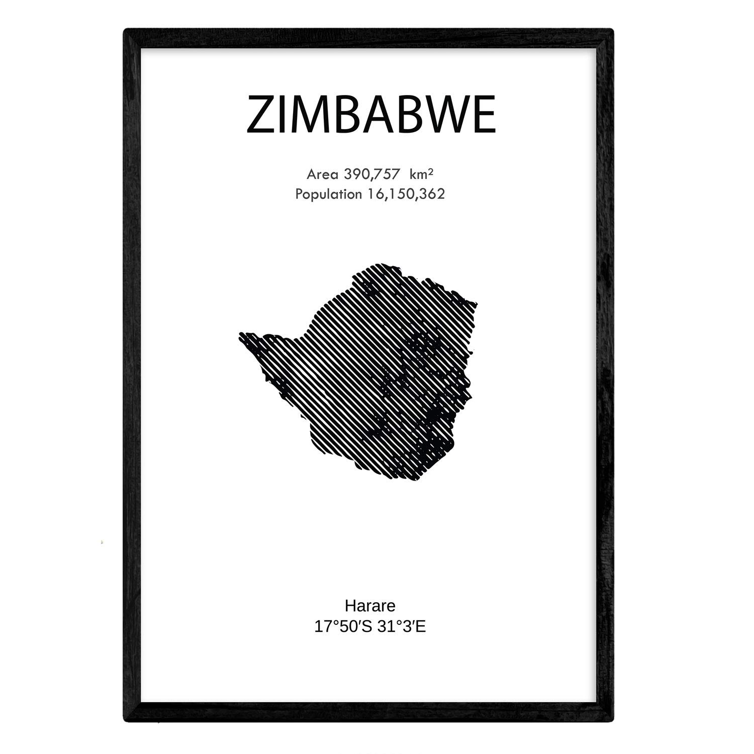 Nacnic Poster of Zimbabwe. Sheets of countries and continents. A3 size