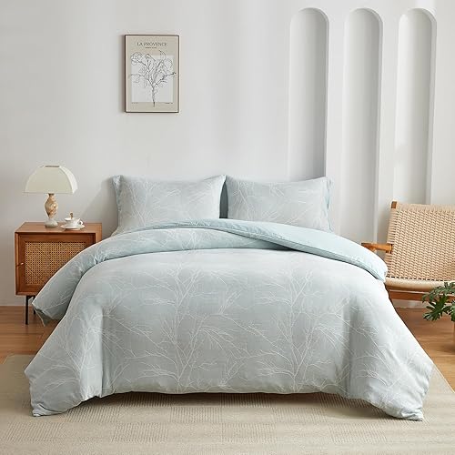 Miniatura 8 de ARYURBU Juego de funda de edredón tamaño Queen, 3 piezas de microfibra de doble hilo jacquard, transpirable, ultrasuave, juego de ropa de cama con 2