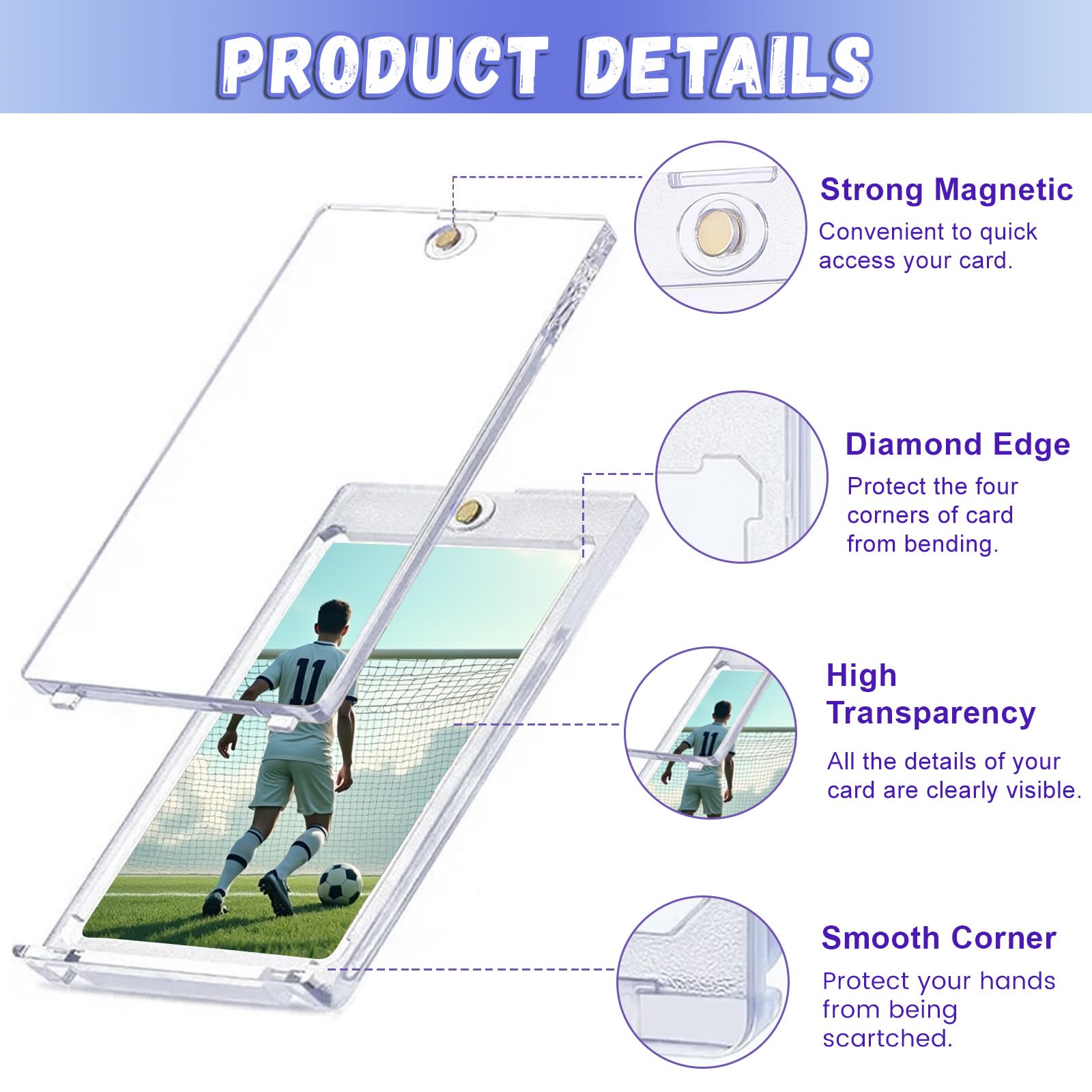 MOLENCO 35PT Magnetic Card Holder, 6 Pcs 35PT Magnetic Trading Card Holders with Mini Easel Stand - Image 4