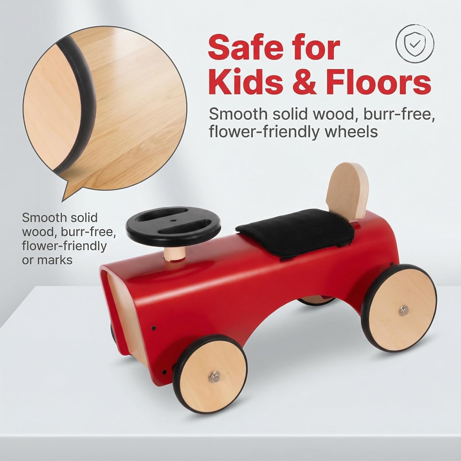 Kids Ride On Toy Wooden, Retro Tractor, Baby Learning Balance Toy, Toddler Push Car with Steering Wheel for Boys and Girls, Children Ages 18M +