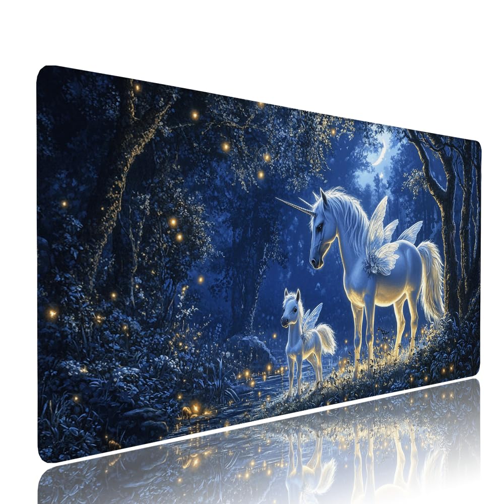 Alfombrilla de Mouse para Juegos, Blu, XXL, Antideslizante, Impermeable, Diseño de animale, Extendido, Grande, 1200x600x3mm, para PC, Laptop, Ufficio, Famiglia d-801