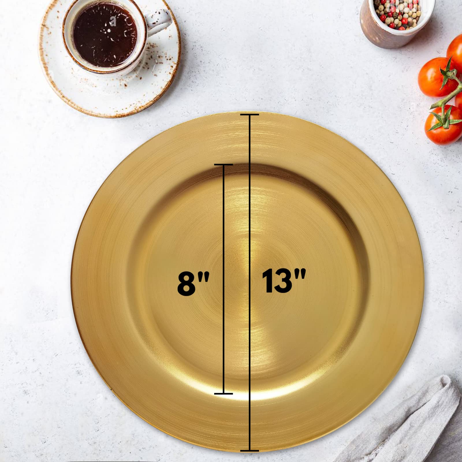 Platzteller aus Kunststoff, rund, 33 cm, 8 Stück, Platzteller für Abendessen, Hochzeit, Party, Veranstaltungsdekoration (Metallfolie goldfarben)
