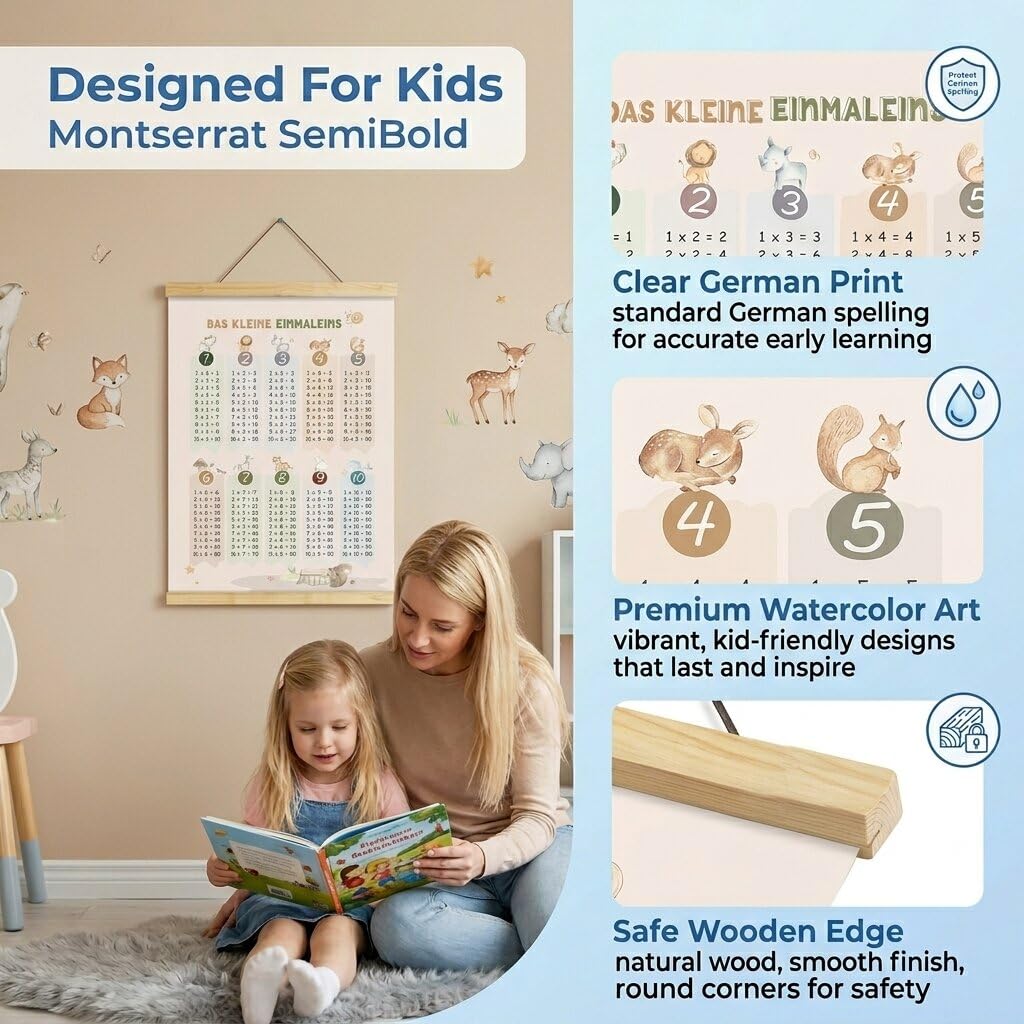 Poster Tabelline per Bambini Gioco Calcolo Matematico Scuola Elementare
