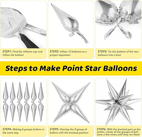 Miniatura 8 de 72 globos de estrella de color chocolate, grandes globos de aluminio de 26 pulgadas, globos grandes de cono de 12 puntos grandes para bodas,