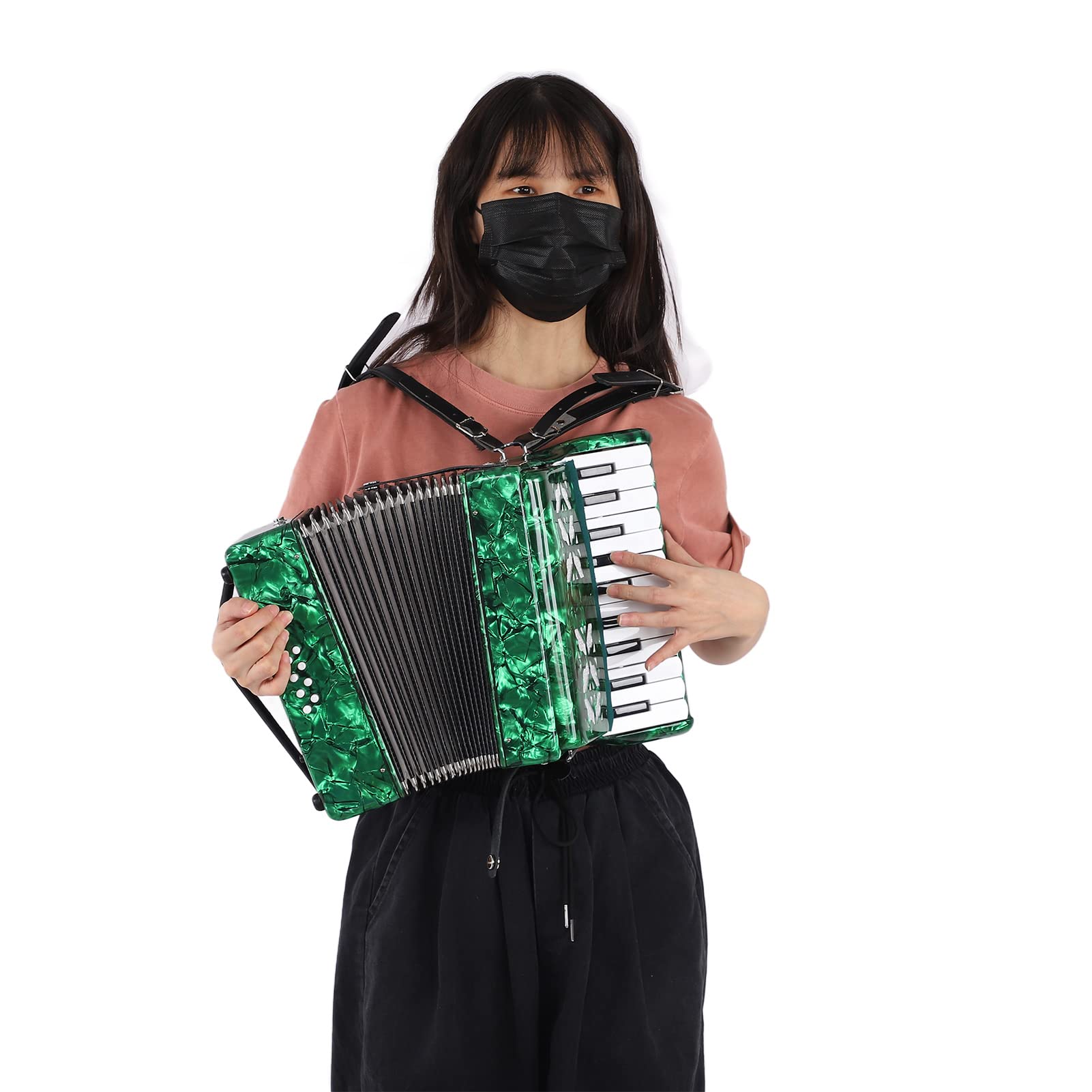 22 tasti 8 strumento a fisarmonica bassa, fisarmonica, strumento musicale a fisarmonica di prestazioni,squisito strumento di fisarmonica con cinghia regolabile per studenti principianti adulti (B)
