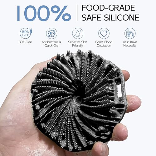 Miniatura 2 de Exfoliante corporal de silicona, cepillo corporal exfoliante para ducha eficaz y masaje suave (negro)
