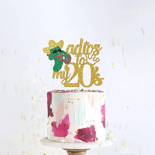 Miniatura 4 de Dalaber Decoración para pastel de Adios to My 20's  Adiós español a mis 20  Fiesta temática mexicana  Decoración de fiesta de 30 cumpleaños  Dorado