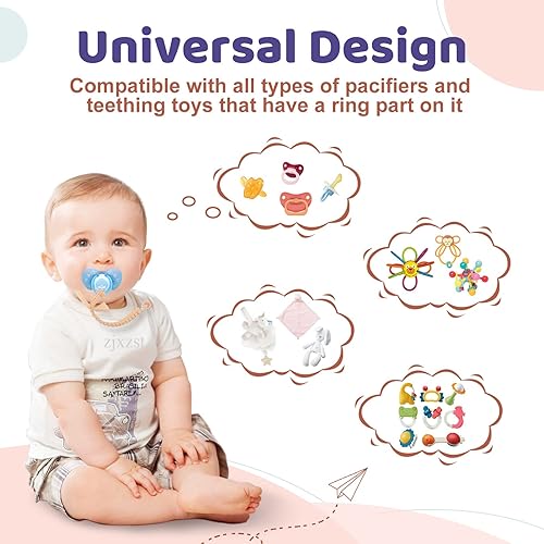 Miniatura 6 de Clip para chupete para niños y niñas, correa de soporte para chupete, estilo bohemio, arcoíris, clips de madera, hechos a mano, de algodón trenzado,