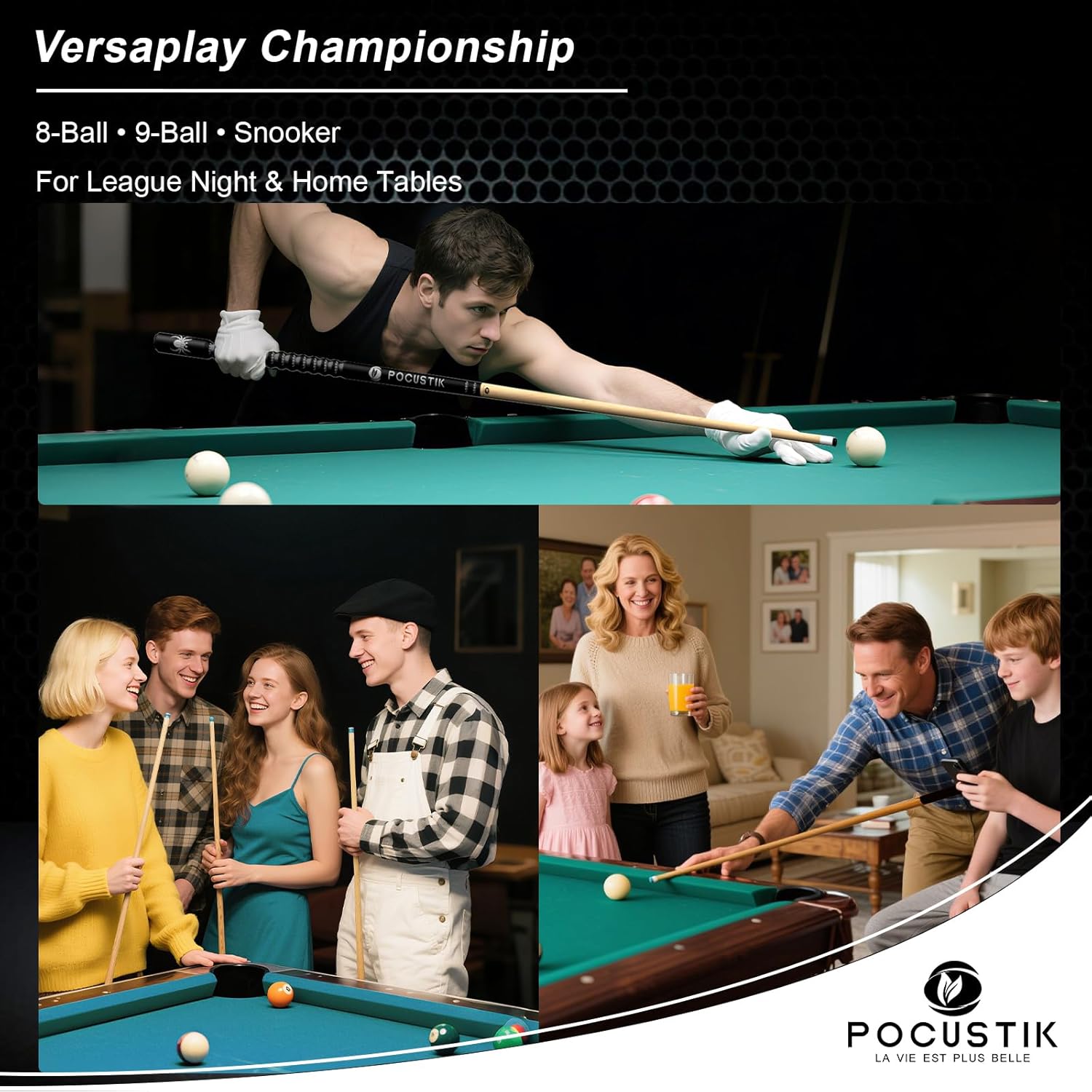 Pool Cues Set of 4, 58" 2-Piece Canadian Maple Billiard Sticks with Ergonomic Grip & 13mm Tip, Pro Pool Stick in 4 Colors & 4 Weights (18-21oz) for Home Bar, Incl 2 Chalks