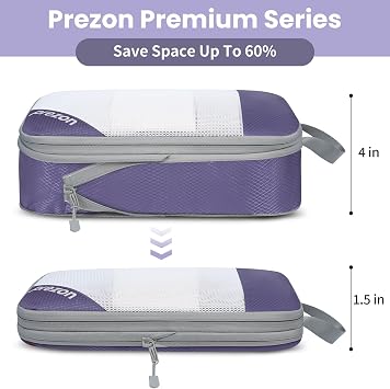 Versatile 6-Set Compression Hollow Packing Cubes, Full Open Visible Design, Space-Saving and Lightweight, Customized Cationic Material, Portable and Durable Luggage Organizer, Indigo