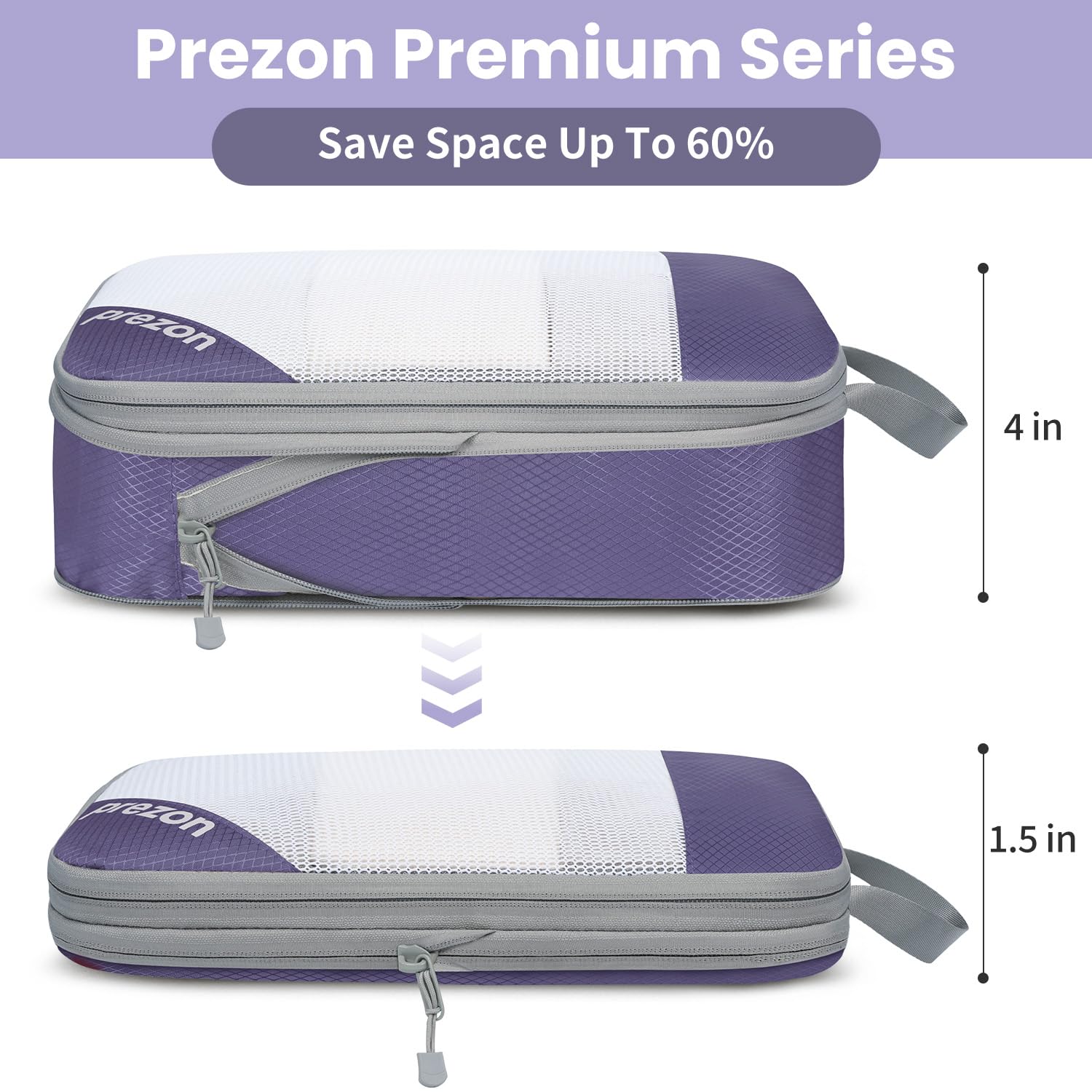 Versatile 6-Set Compression Hollow Packing Cubes, Conception en maille transparente, Peu encombrant et léger, Organiseur de bagages portable et durable, Indigo