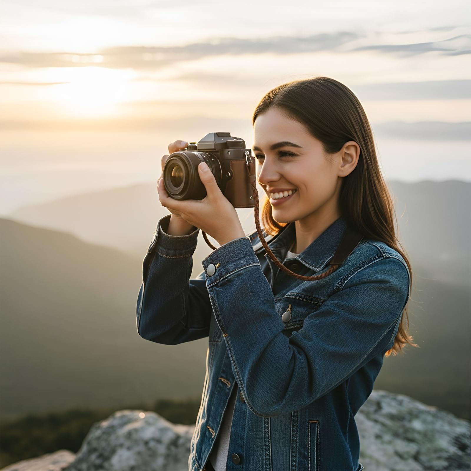 Półetui na aparat kompatybilne z Nikon Z fc osłona ochronna z prawdziwej skóry z dolnym otworem, uchwyt na rękę, łatwy dostęp do baterii, Kawa, pokrowiec ochronny na aparat