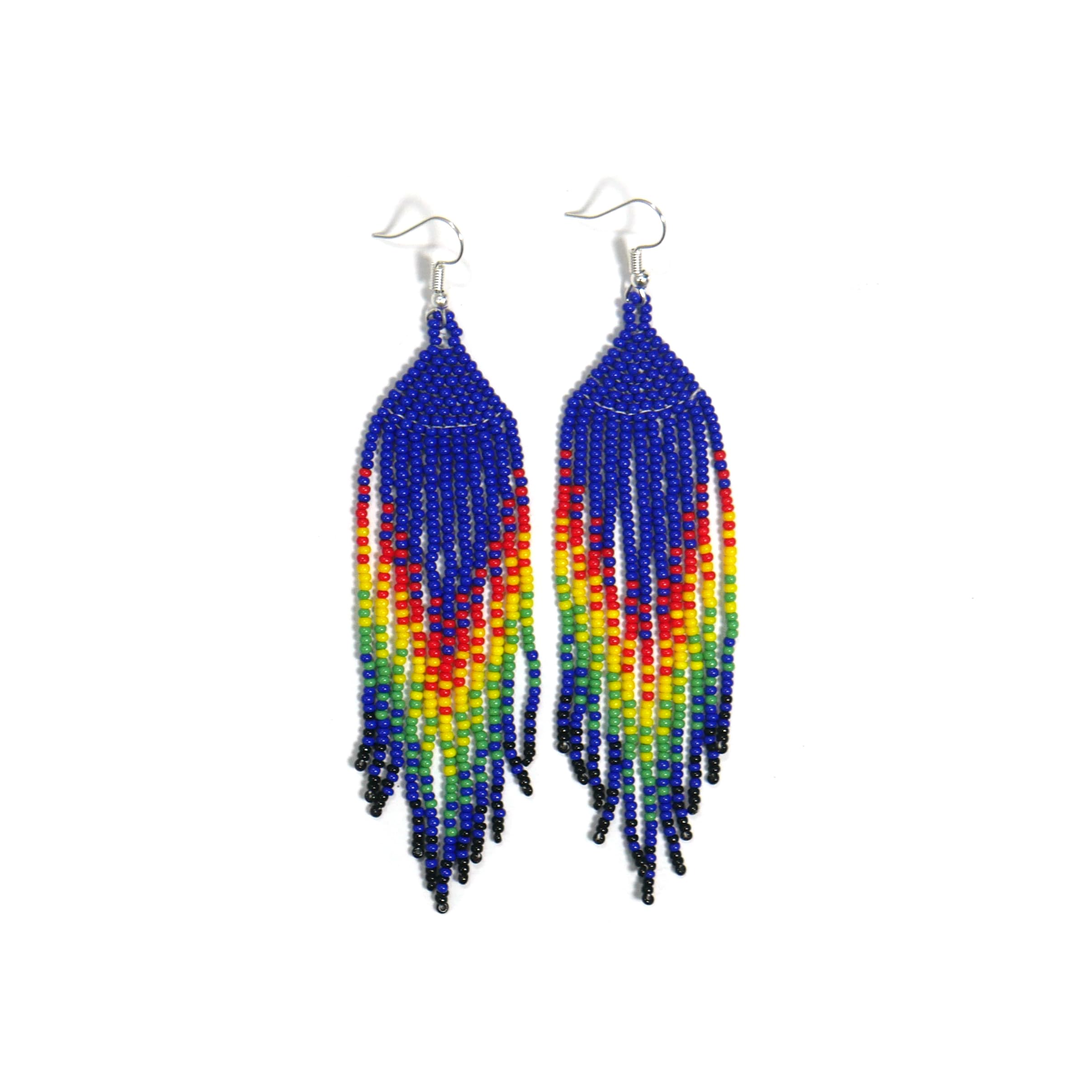 buybeadedHandmade beaded native american style glass seed bead earrings Pendientes de cuentas nativas al estilo mexicano de artesanos gifts for women/teens