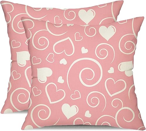 JXZYGMD Juego de 2 fundas de almohada de San Valentín de 18 x 18 pulgadas, diseño de corazones de amor para el día de San Valentín, decoración para