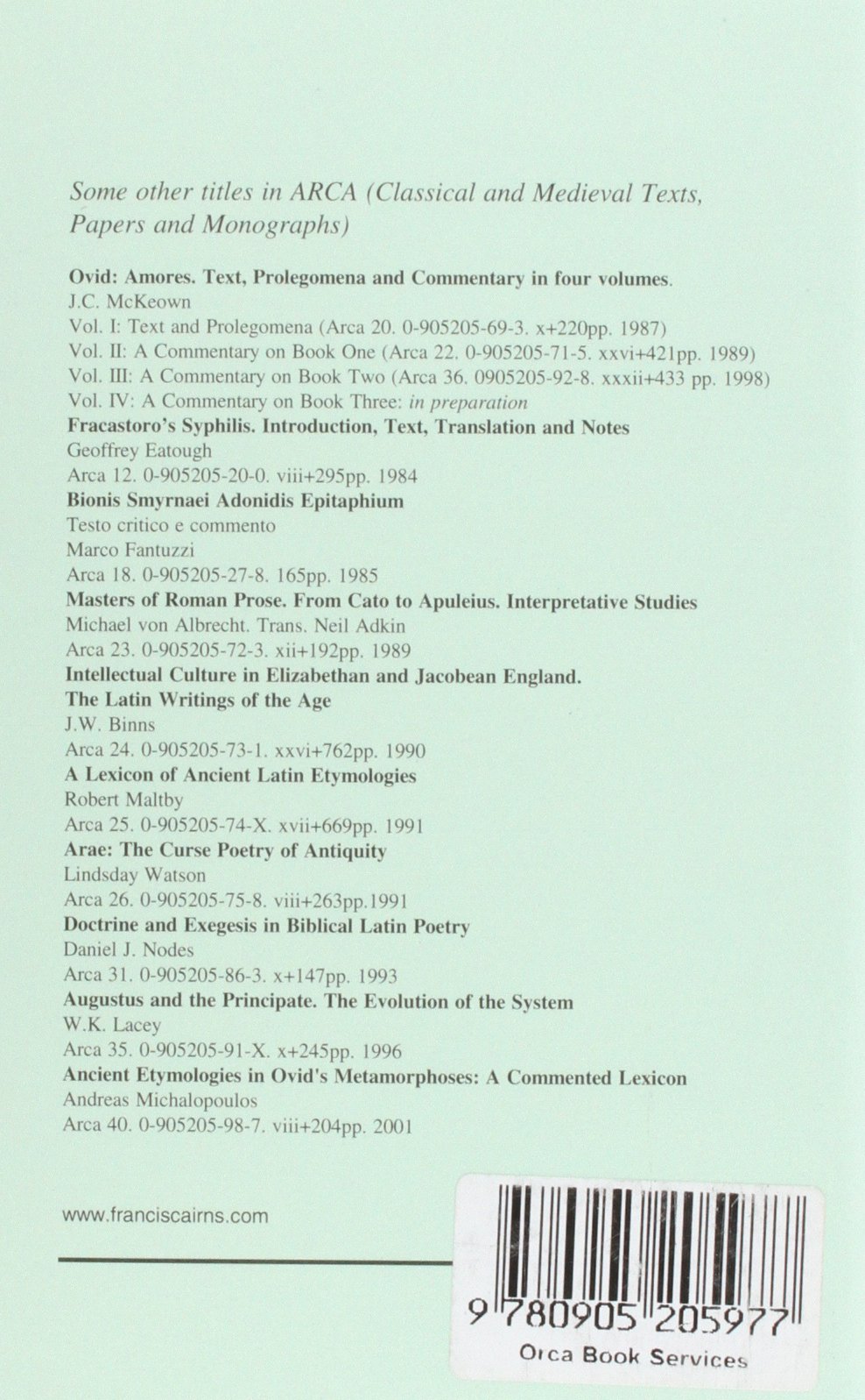 Vergil's Aeneid and the Argonautica of Apollonius Rhodius: 39 (ARCA, Classical and Medieval Texts, Papers and Monographs)