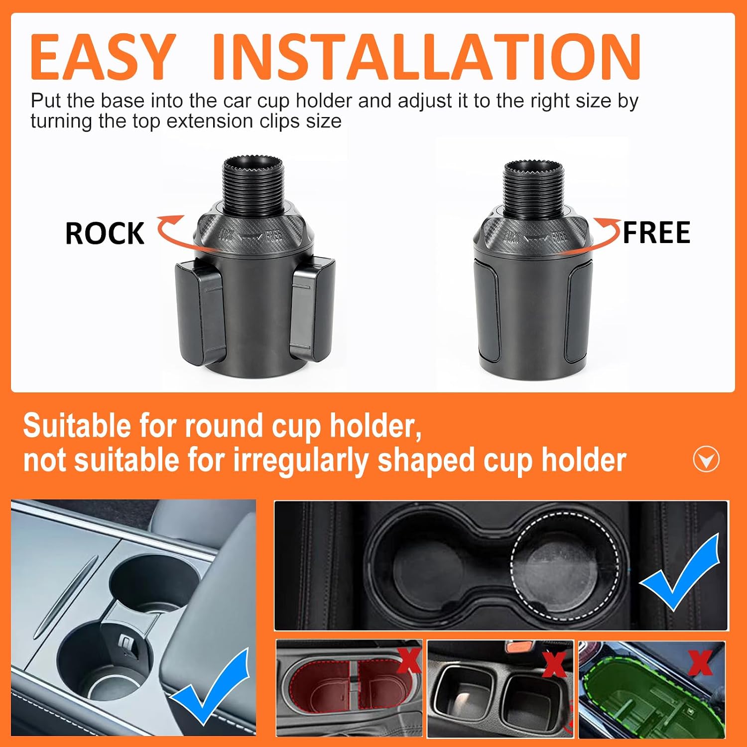 Car Large Cup Holder Expander, 3-in-1 Cupholder Extender with Swivel and Detachable Snack Food Tray Table for Eating, Travel Essentials for Road Trips for Driver. Model A image 5
