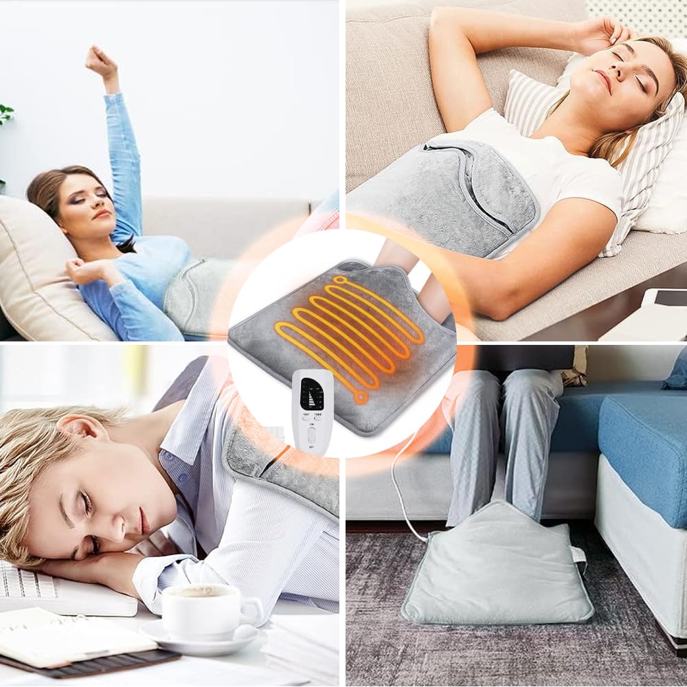 Scaldapiedi Elettrico, 40X40 Scaldapiedi con 6 Livelli di Calore 4 Timer, Scalda Piedi Elettrico, Spegnimento Automatico, Lavabile in Lavatrice, Scaldino Elettrico per Piedi, Schiena, Addome