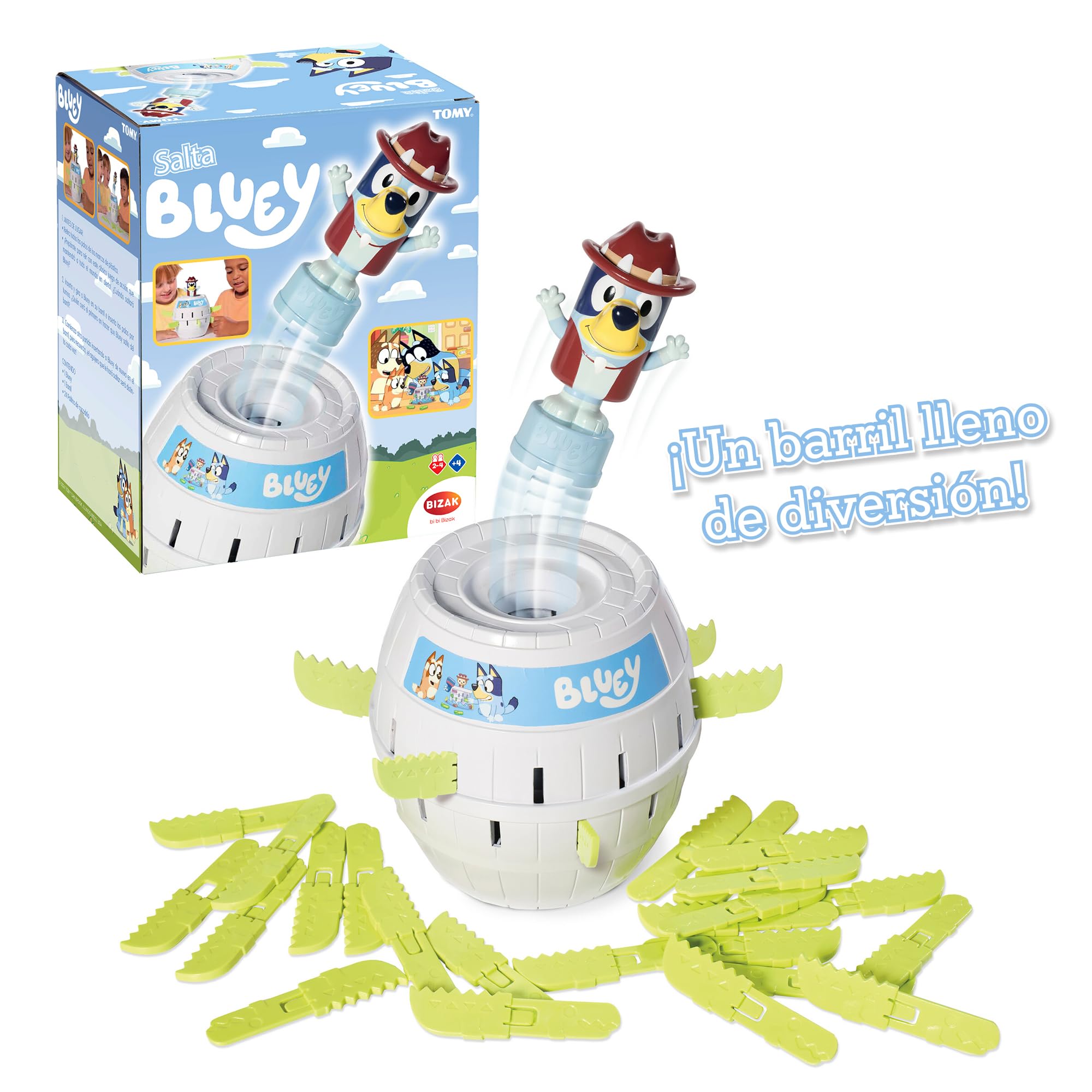 Bizak Salta Bluey, Jeu de société familial inspiré du saut pirate avec des dessins animés Bluey, pour 2 à 4 joueurs, pour garçons et filles à partir de 4 ans (30693659)
