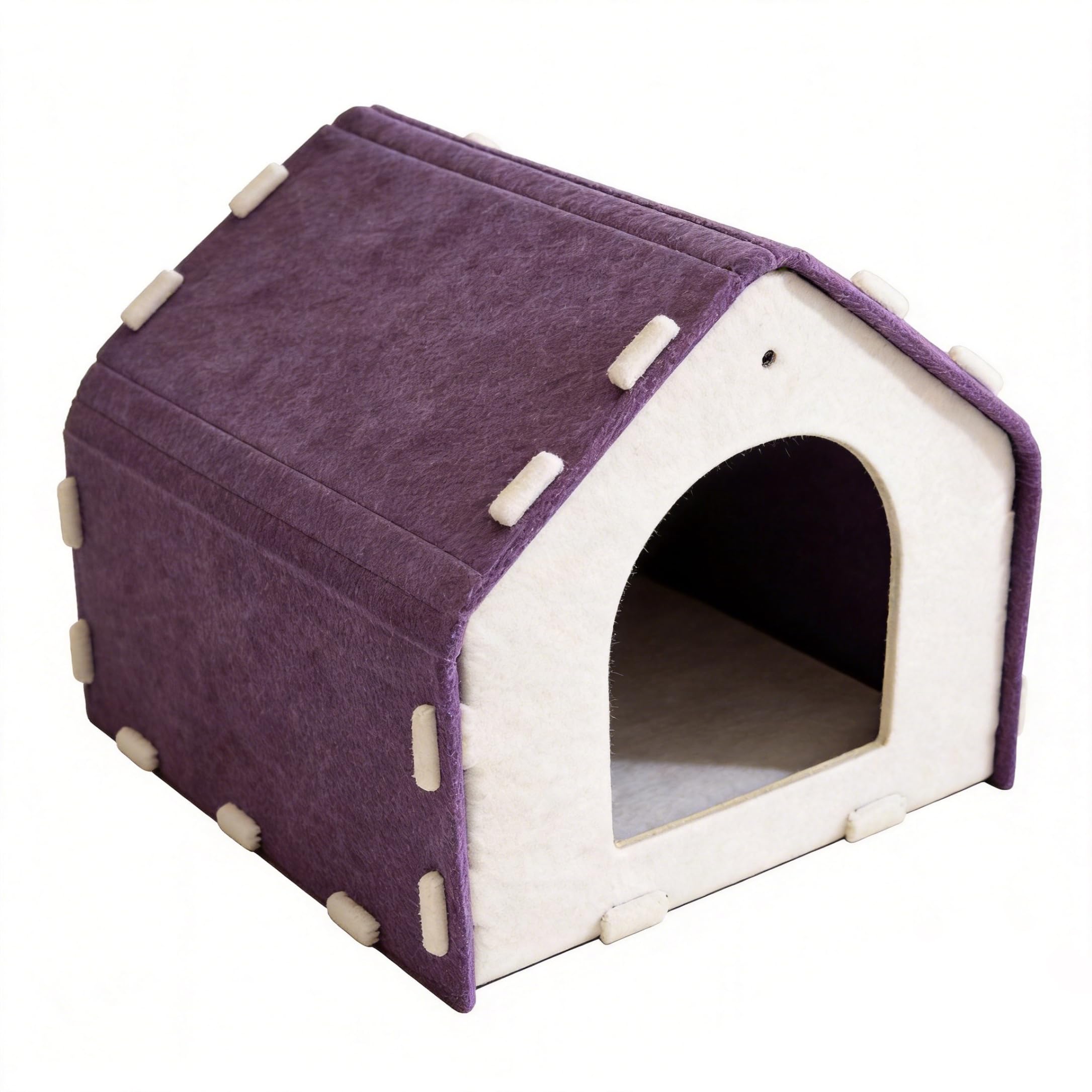 Cachette pour chat connectable, dôme en feutre violet isolant et modulable