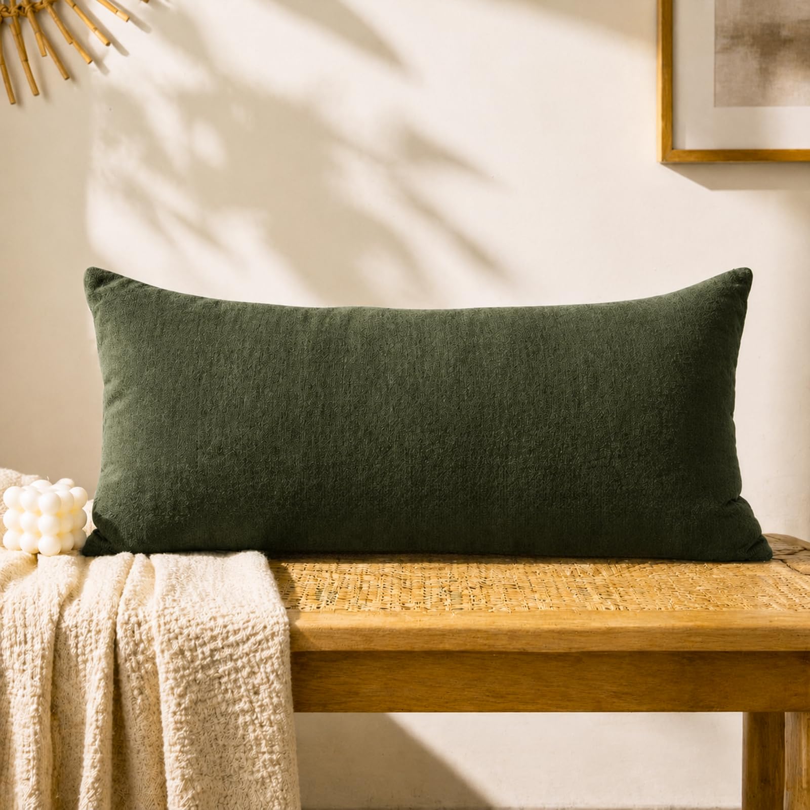 Amazon.com: JoraLion Chenille Lumbar Pillow Covers 12X24 inch Moss