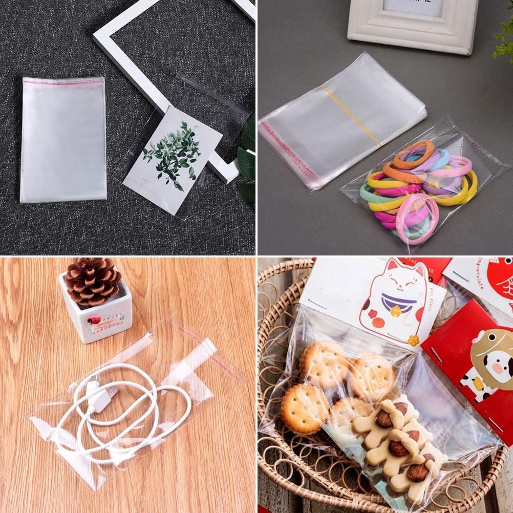 1000PCS Cello Bags Packaging,3.54 Mil Small Cellophane Bags Self Adhesive,Resealable Cellophane Bag for Packaging,Clear Cookie Bags (4X6.7inch)