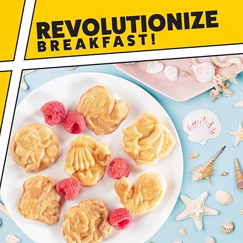 Miniatura 15 de Máquina gigante para hacer panqueques y waffles de 8 pulgadas con 4 platos extraíbles, hace grandes panqueques de unicornio o narval que hacen que