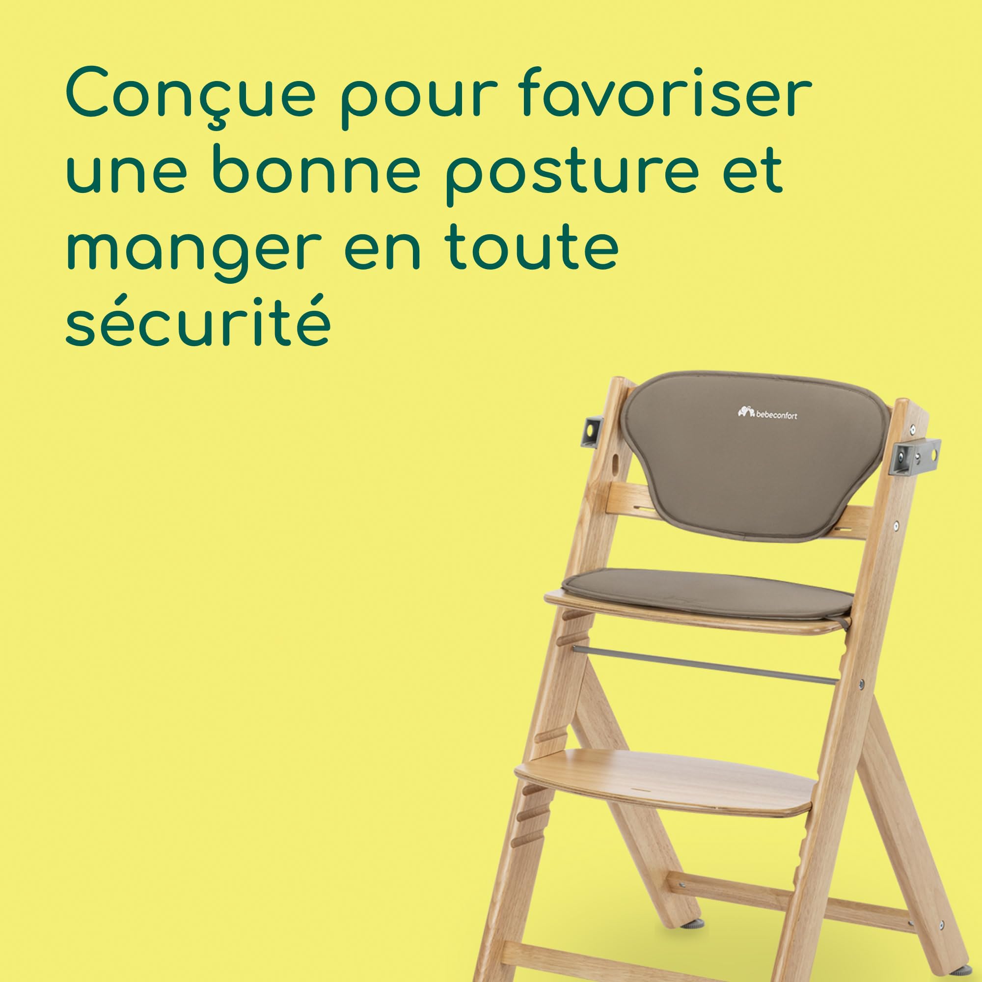 Bebeconfort Timba 2 Chaise Haute Bébé Évolutive Bois 6+ Mois 110 kg Plateau Amovible Natural Wood Beige