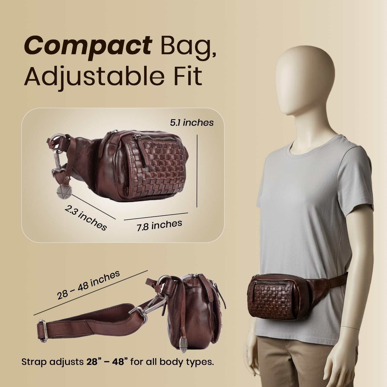 Genuine Leather Waist Bag Unisex, Waist Bag for Travel Trendy Casual Travelling Essentials Kept Bag Stylish, Durable, and Secure Travel Companion(VL-094-BROWN) - Image 2