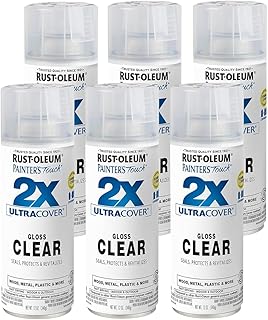 Rust-Oleum 334029-6PK Painter's Touch 2X Ultra Cover Spray Paint, 12 oz, Gloss Clear, 6 Pack
