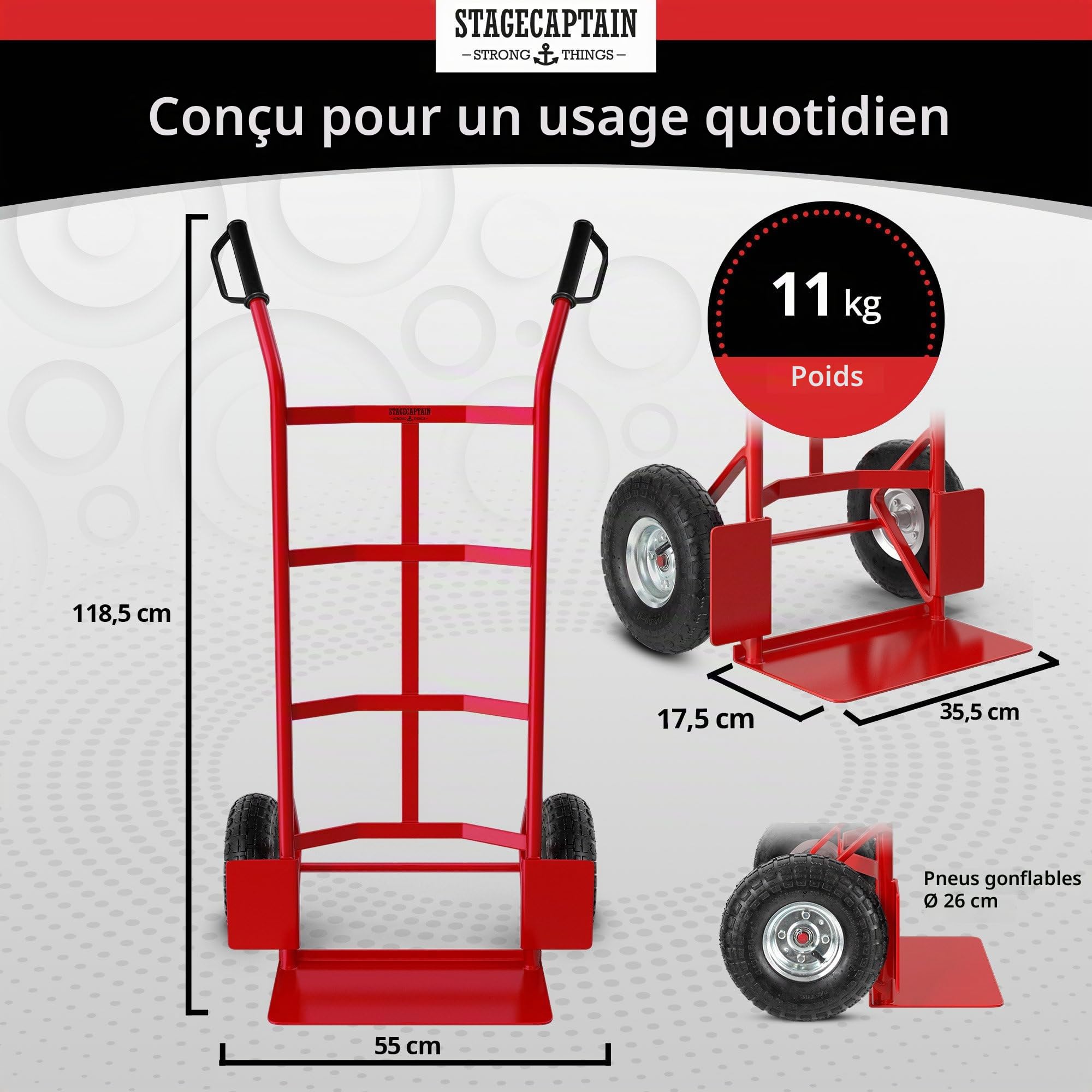 Stagecaptain Carryboy Chariot élévateur Rouge, Max. 200 kg
