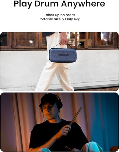 Miniatura 3 de AeroBand Batería electrónica PocketDrum2 MAX 2025, palillos de batería de aire y pedales y adaptador Bluetooth, toca la batería en cualquier lugar y