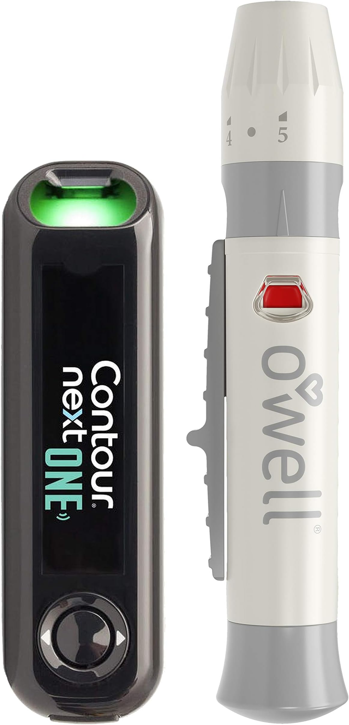 OWell Contour NEXT Blood Glucose ONE Meter + O'WELL Lancing Device, User Manual, Log Book & Compact Carry Case