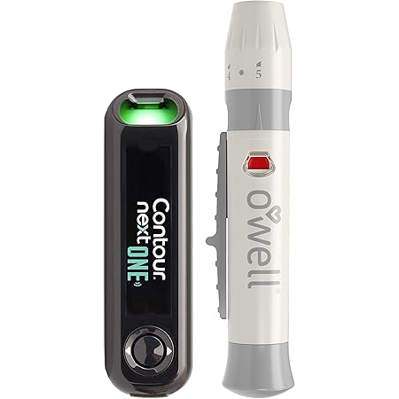 Contour Next Blood Glucose ONE Meter + O'WELL Lancing Device, User Manual, Log Book & Compact Carry Case