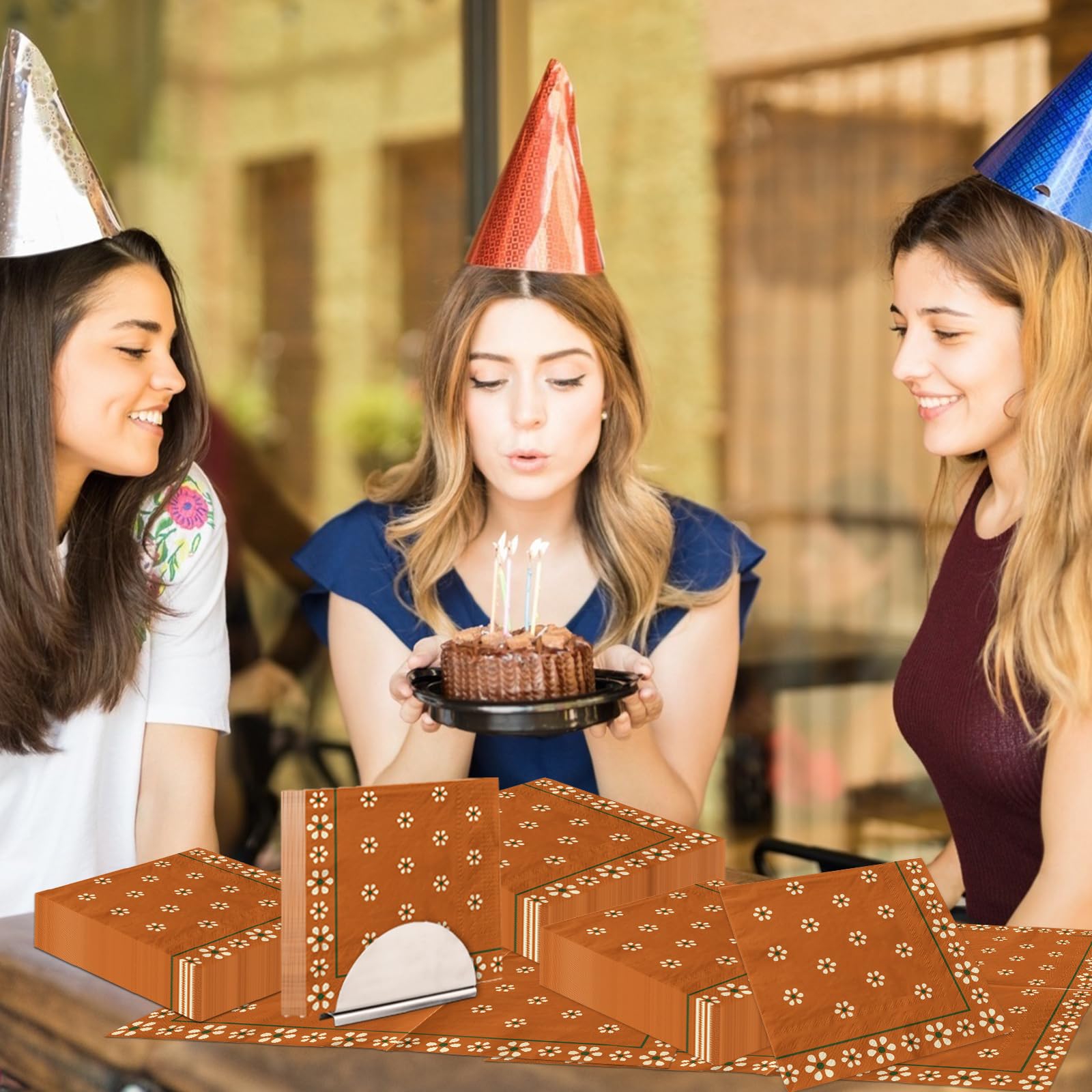 Platos De Barro Mexicanos Paper Napkins,Cielito Lindo Party Decoration 48pcs Terracotta Clay Mexican Napkins Disposable for Mexican Theme Party Decorations