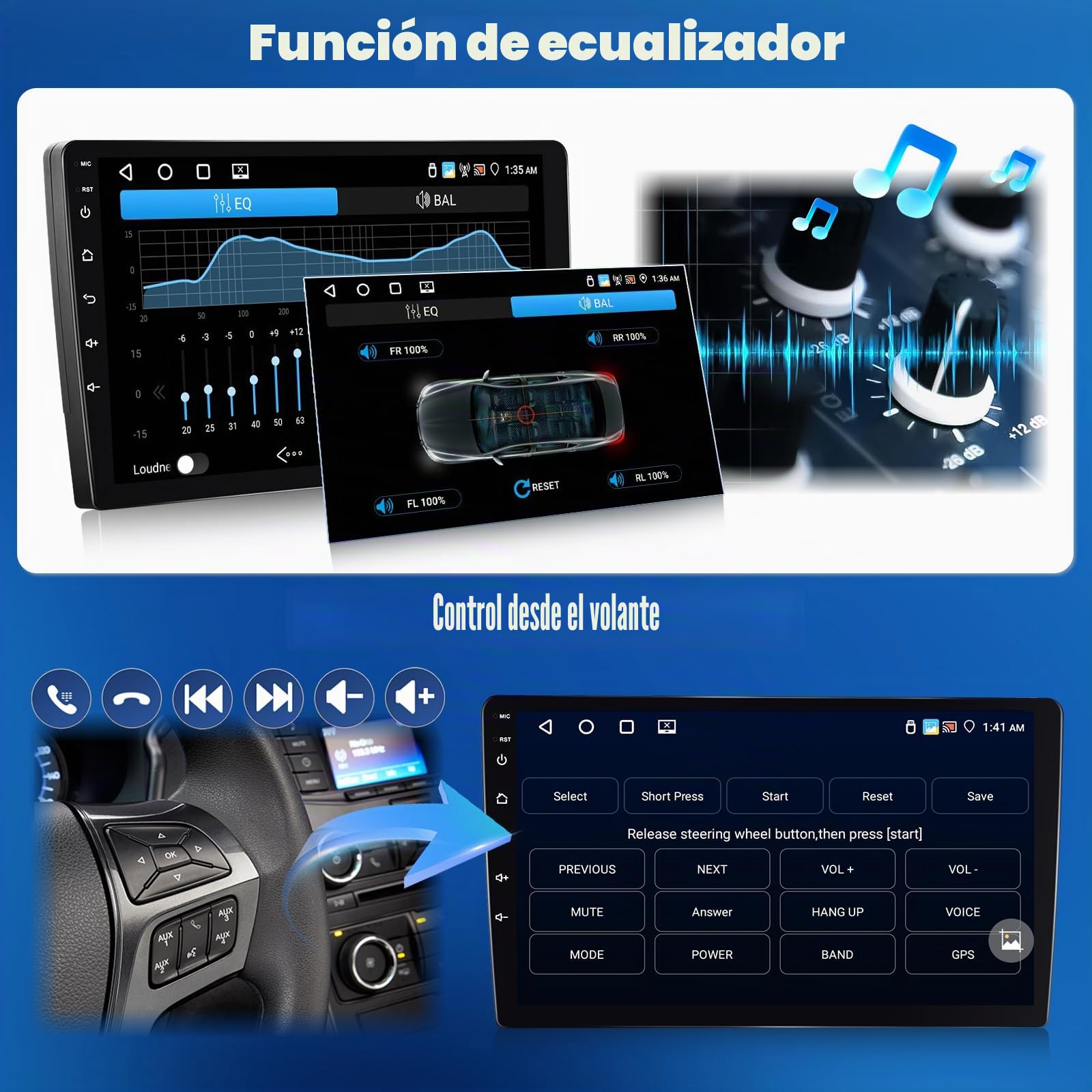 OiLiehu 4G+64G Android 13 2Din CarPlay Android Auto Radio para Renault Dacia Sandero 2 B52 2012-2019 Pantalla Radio Coche 9 Pulgadas Bluetooth GPS FM/RDS WiFi SWC EQ Camara Marcha Atras